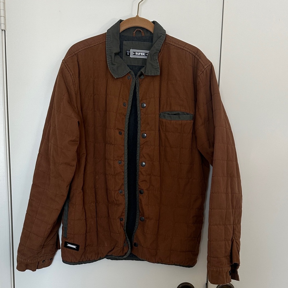 SUPER Men's Tan Quilted Shirt Jacket